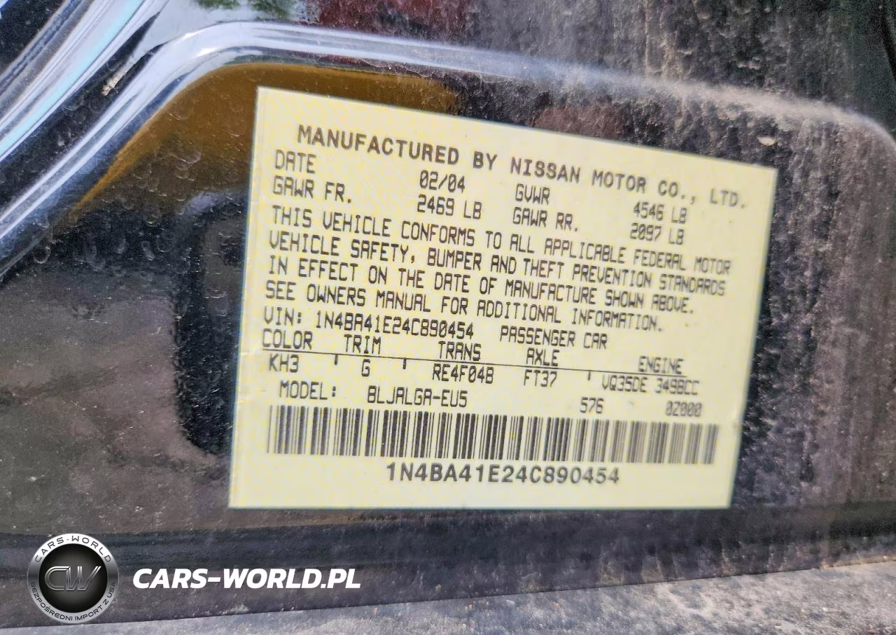 2004 Nissan Maxima 3.5 Se VIN:1N4BA41E24C890454 - 12