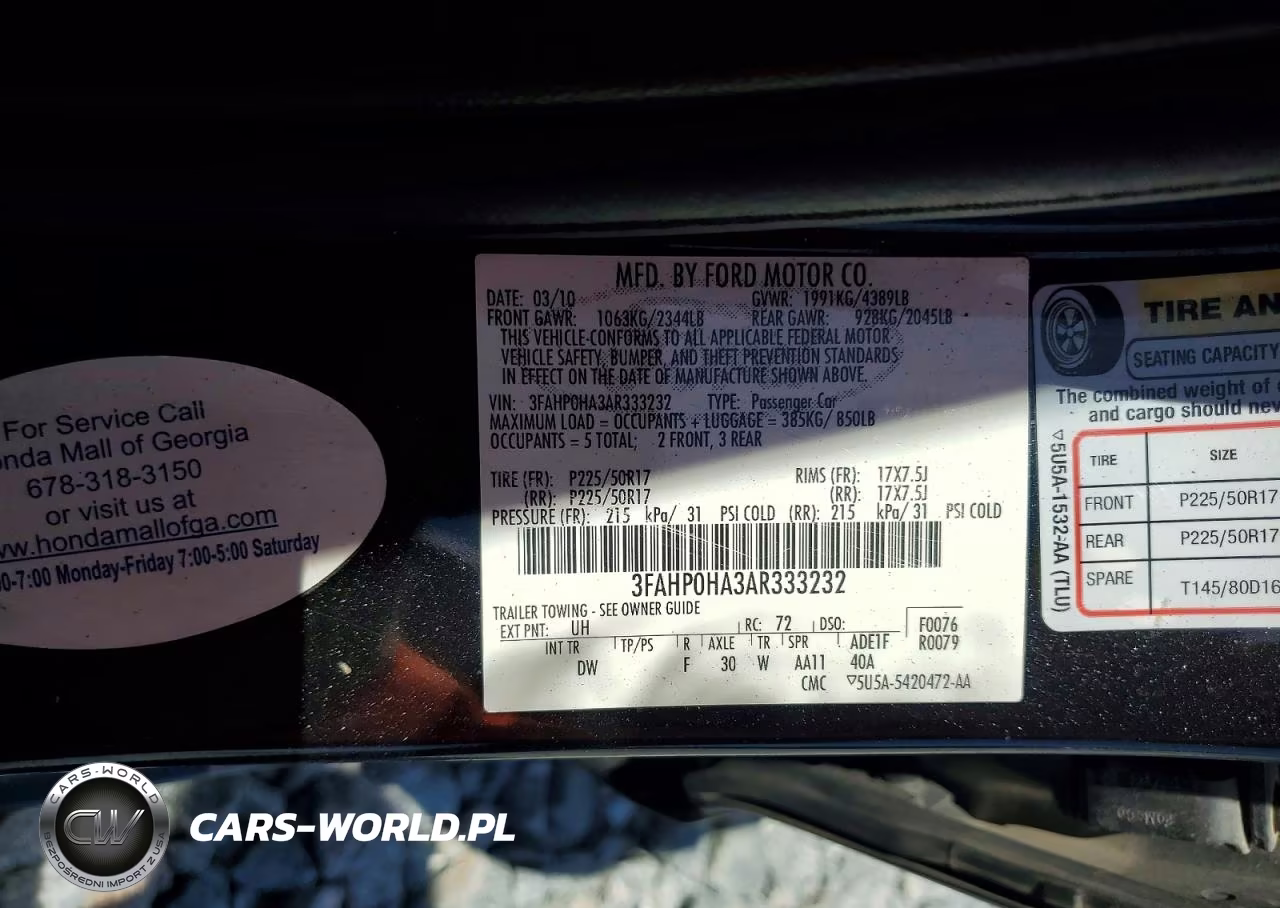 2010 Ford Fusion Se VIN:3FAHP0HA3AR333232 - 12