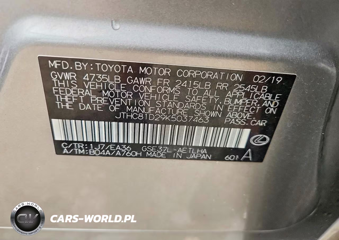 2019 Lexus Is 300 VIN:JTHC81D29K5037463 - 12