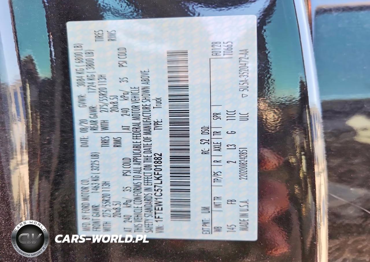 2020 Ford F150 Supercrew VIN:1FTEW1C57LKF01882 - 13