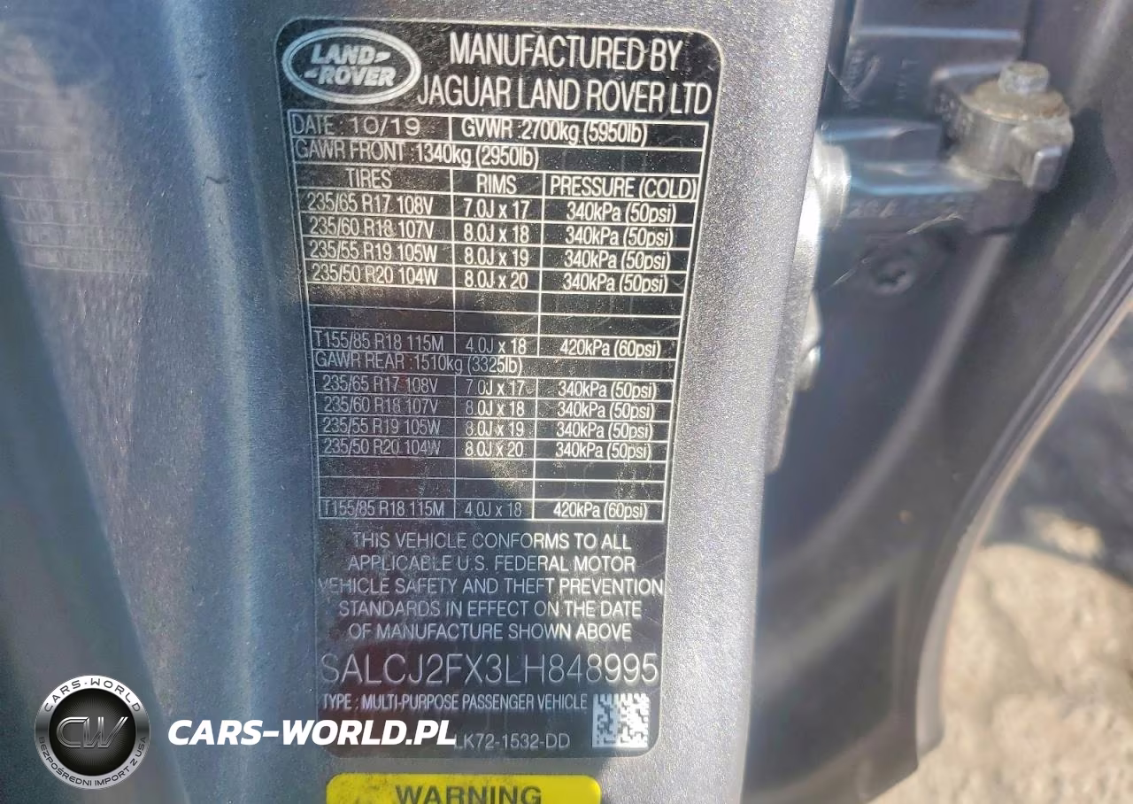 2020 Land Rover Discovery Sport S VIN:SALCJ2FX3LH848995 - 13
