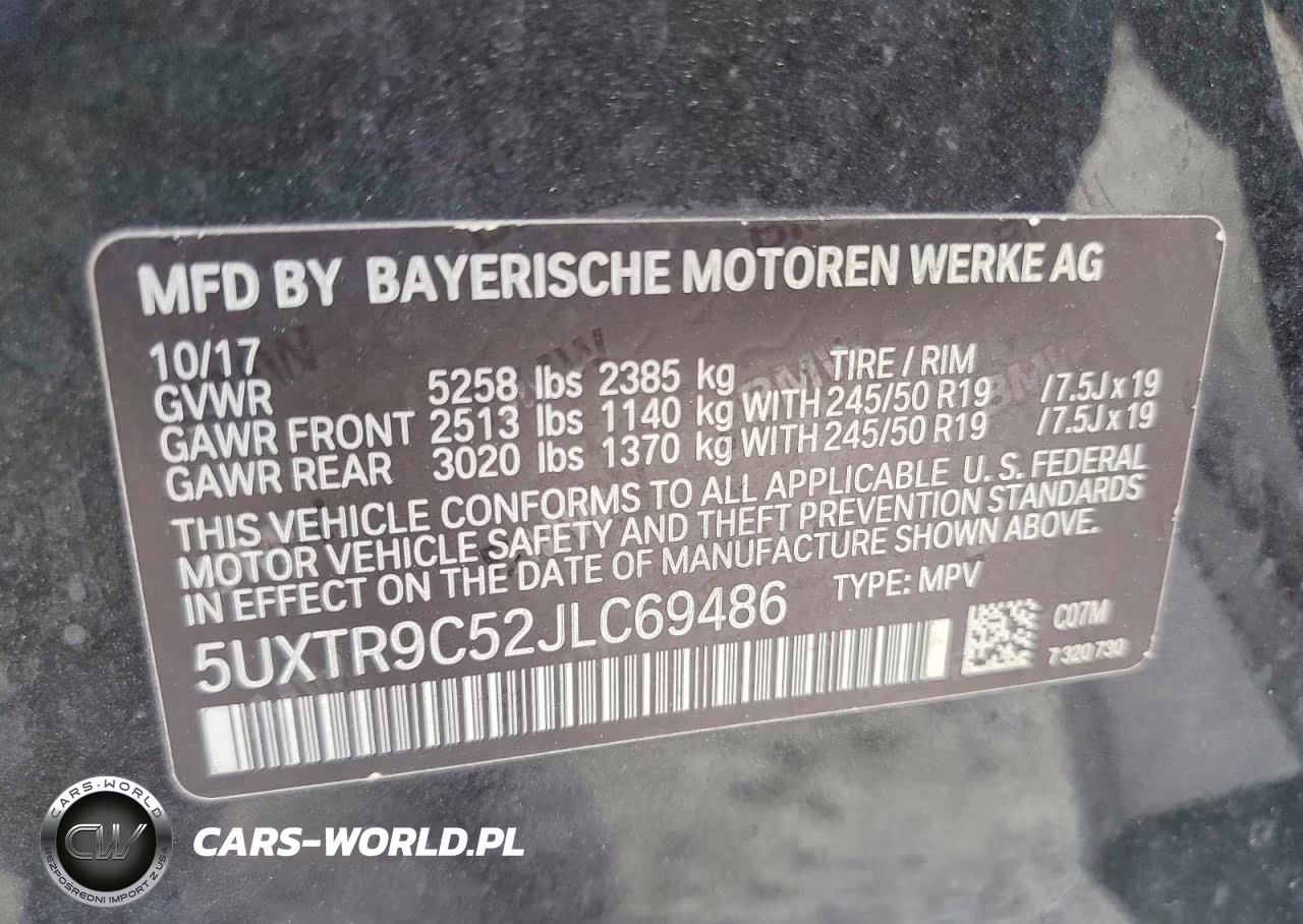 2018 BMW X3 xDrive30I VIN:5UXTR9C52JLC69486 - 13