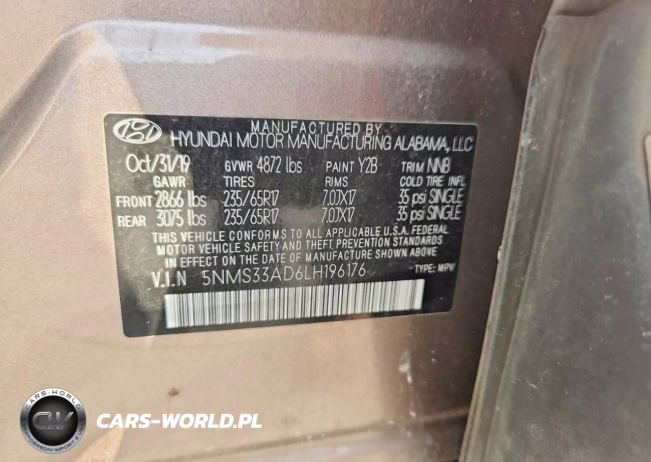 2020 Hyundai Santa Fe Sel VIN:5NMS33AD6LH196176 - 13
