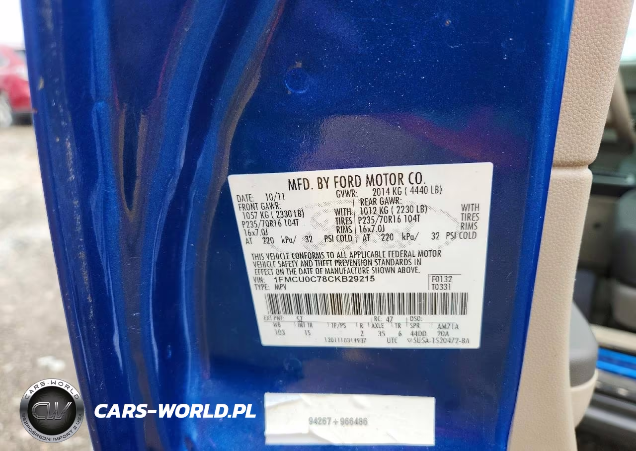 2012 Ford Escape Xls VIN:1FMCU0C78CKB29215 - 13