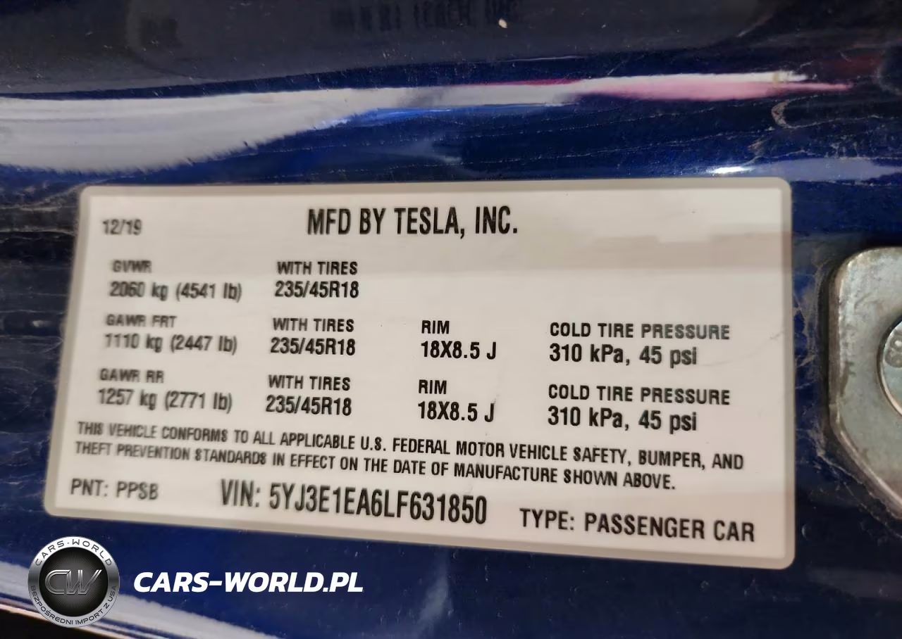 2020 Tesla Model 3 VIN:5YJ3E1EA6LF631850 - 12
