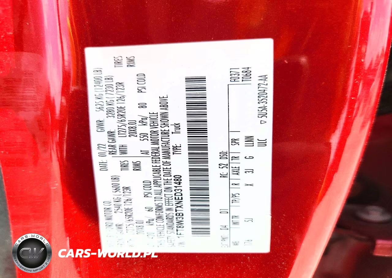 2022 Ford F350 Super Duty VIN:1FT8W3BTXNED31480 - 12