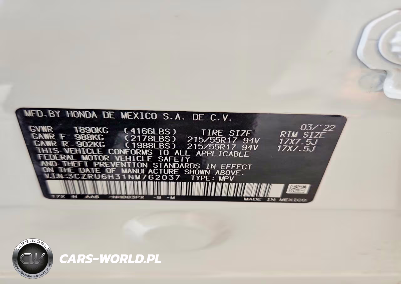 2022 Honda Hr-V Lx VIN:3CZRU6H31NM762037 - 13