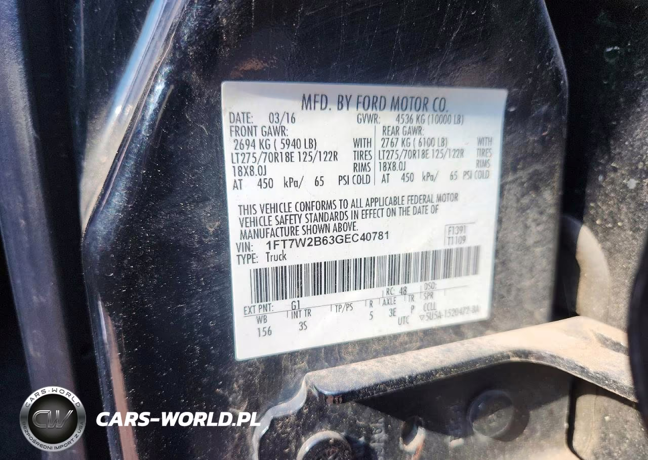 2016 Ford F250 Super Duty VIN:1FT7W2B63GEC40781 - 12