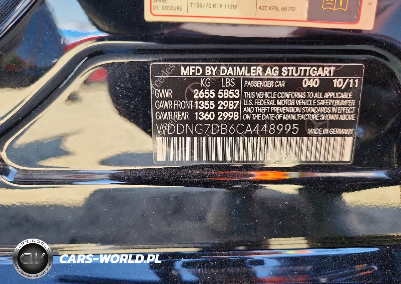 2012 Mercedes-Benz S 550 VIN:WDDNG7DB6CA448995 - 12