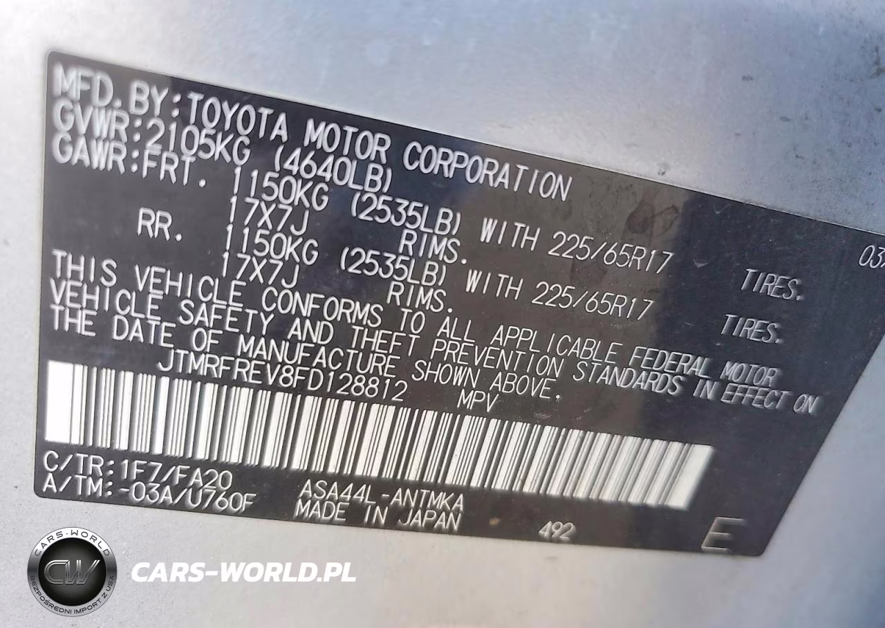 2015 Toyota Rav4 Xle VIN:JTMRFREV8FD128812 - 14