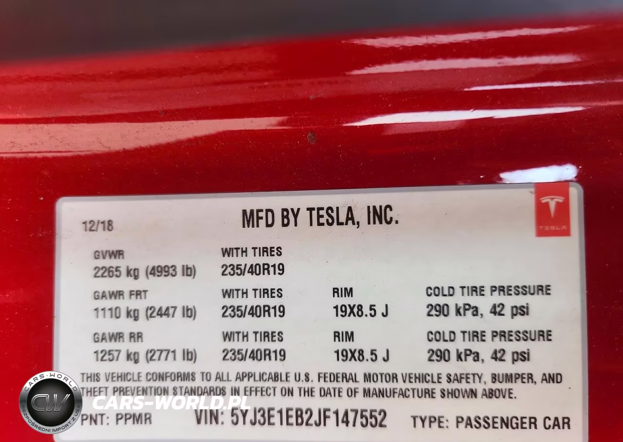 2018 Tesla Model 3 VIN:5YJ3E1EB2JF147552 - 12