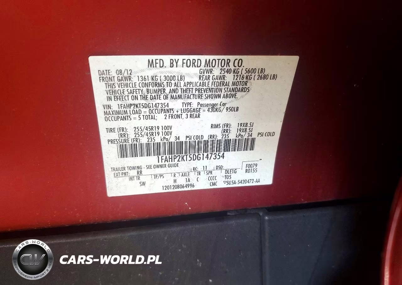 2013 Ford Taurus Sho VIN:1FAHP2KT5DG147354 - 12