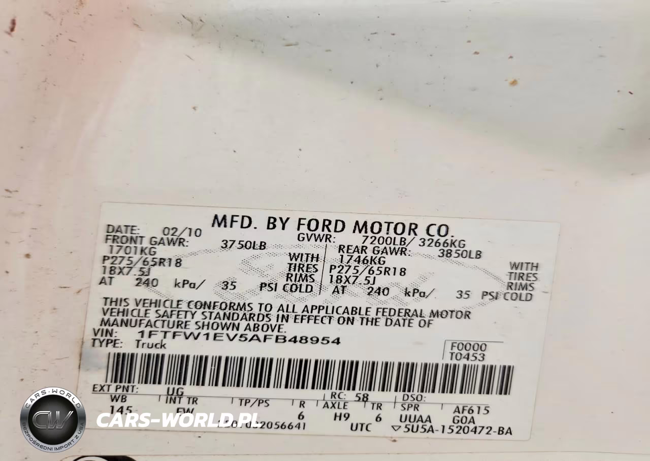 2010 Ford F150 Supercrew VIN:1FTFW1EV5AFB48954 - 12
