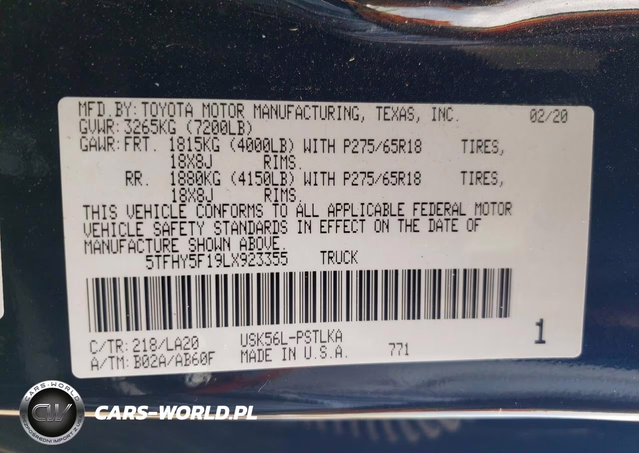 2020 Toyota Tundra Crewmax Limited VIN:5TFHY5F19LX923355 - 12