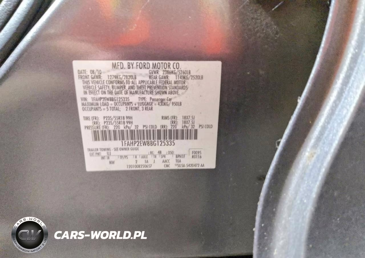2011 Ford Taurus Sel VIN:1FAHP2EW8BG125335 - 12