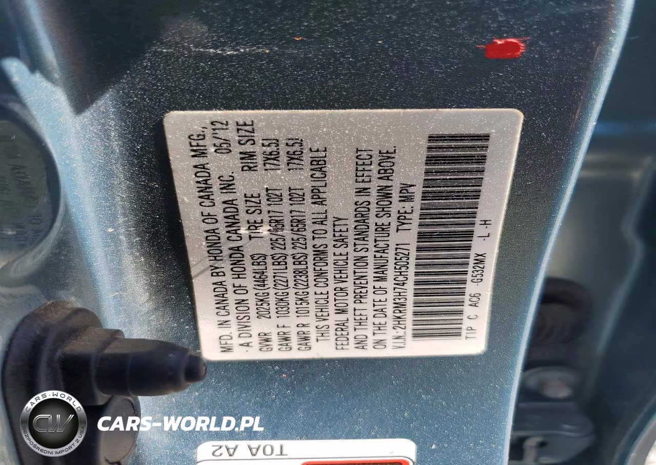 2012 Honda Cr-V Exl VIN:2HKRM3H74CH505271 - 13