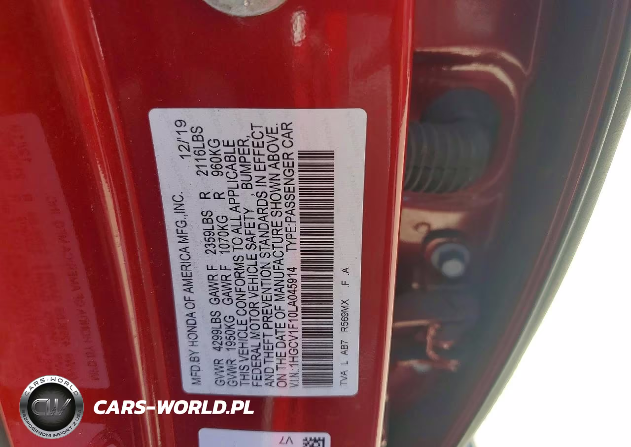 2020 Honda Accord Lx VIN:1HGCV1F10LA045914 - 12