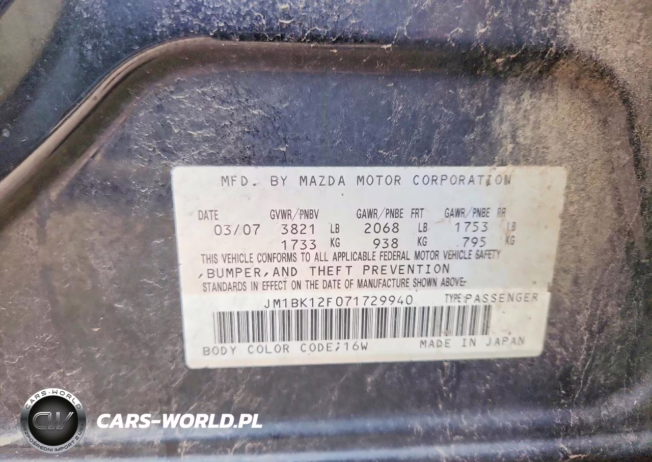 2007 Mazda 3 I VIN:JM1BK12F071729940 - 13