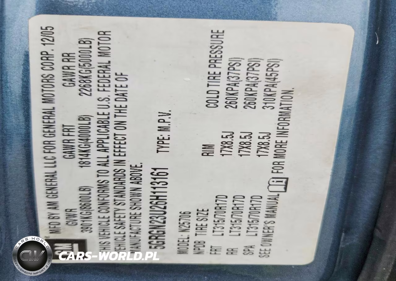 2006 Hummer H2 VIN:5GRGN23U26H113161 - 13