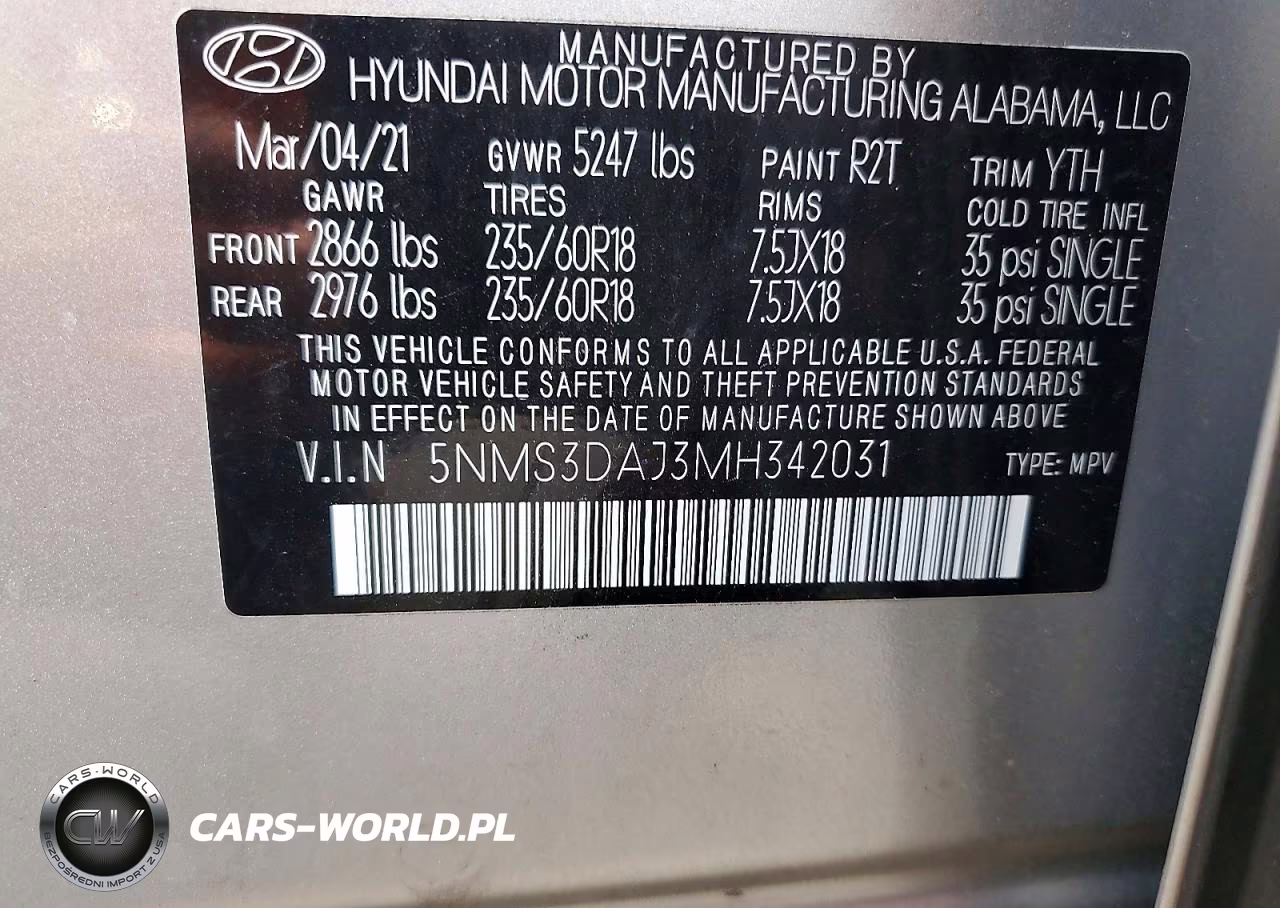 2021 Hyundai Santa Fe Sel VIN:5NMS3DAJ3MH342031 - 14