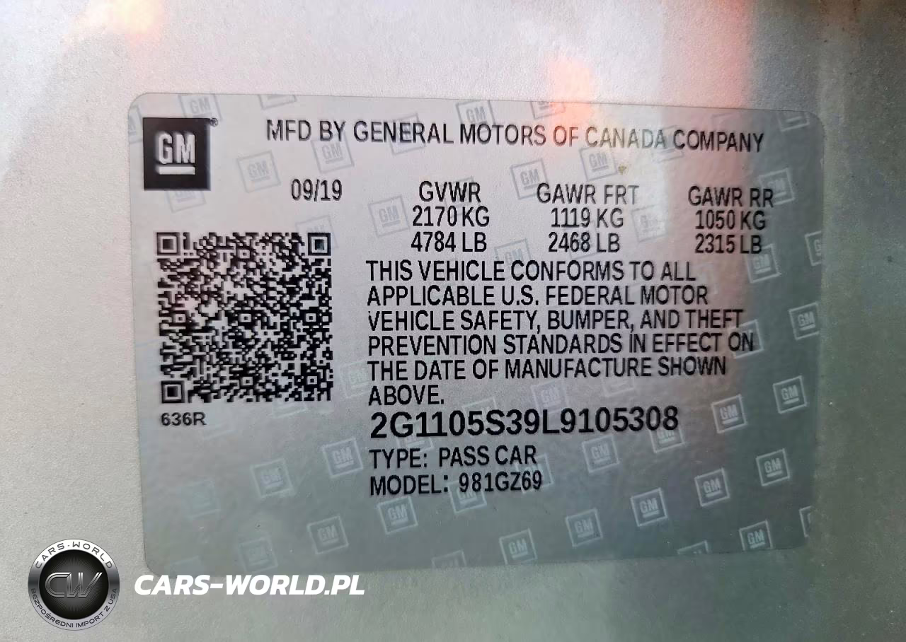2020 Chevrolet Impala Premier VIN:2G1105S39L9105308 - 12