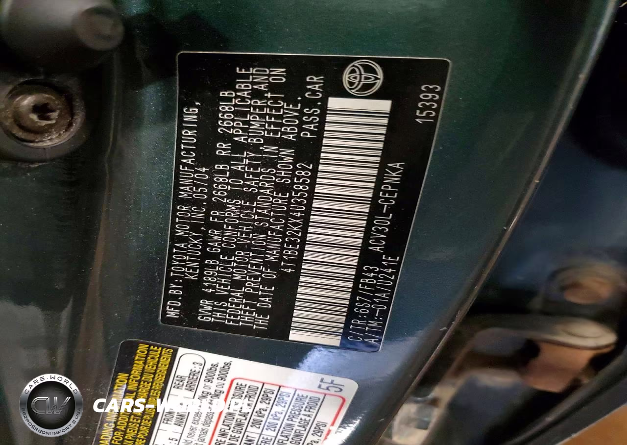 2004 Toyota Camry Le VIN:4T1BE32KX4U358582 - 12