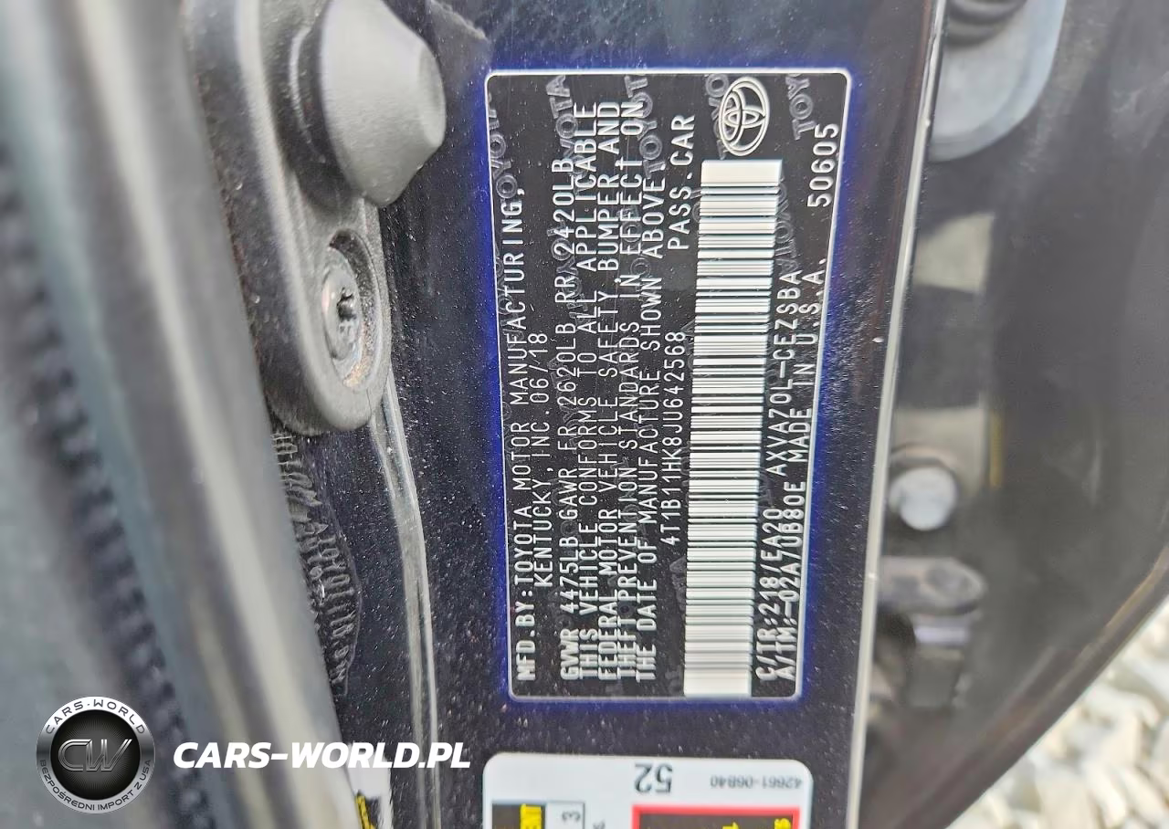 2018 Toyota Camry Se VIN:4T1B11HK8JU642568 - 12