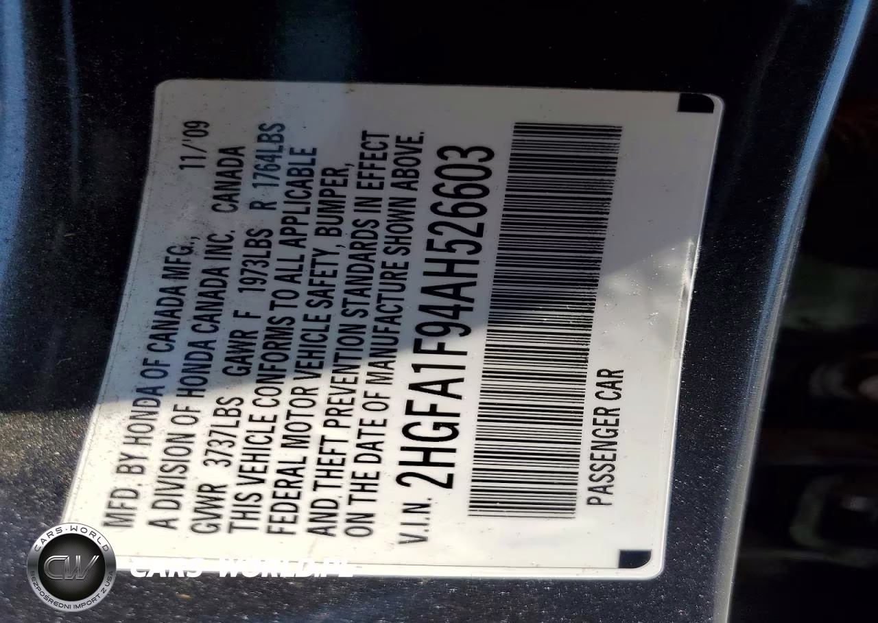 2010 Honda Civic Exl VIN:2HGFA1F94AH526603 - 12