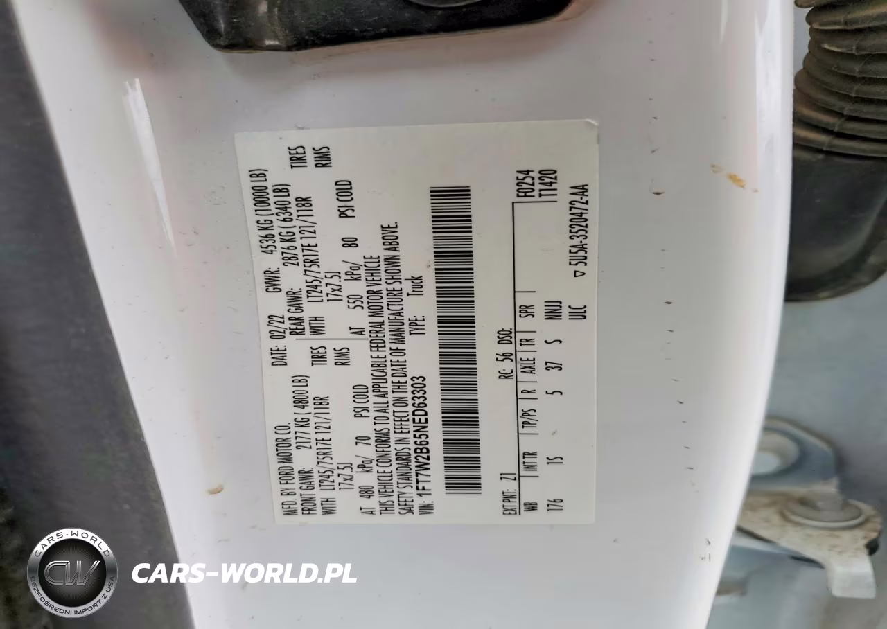 2022 Ford F250 Super Duty VIN:1FT7W2B65NED63303 - 12