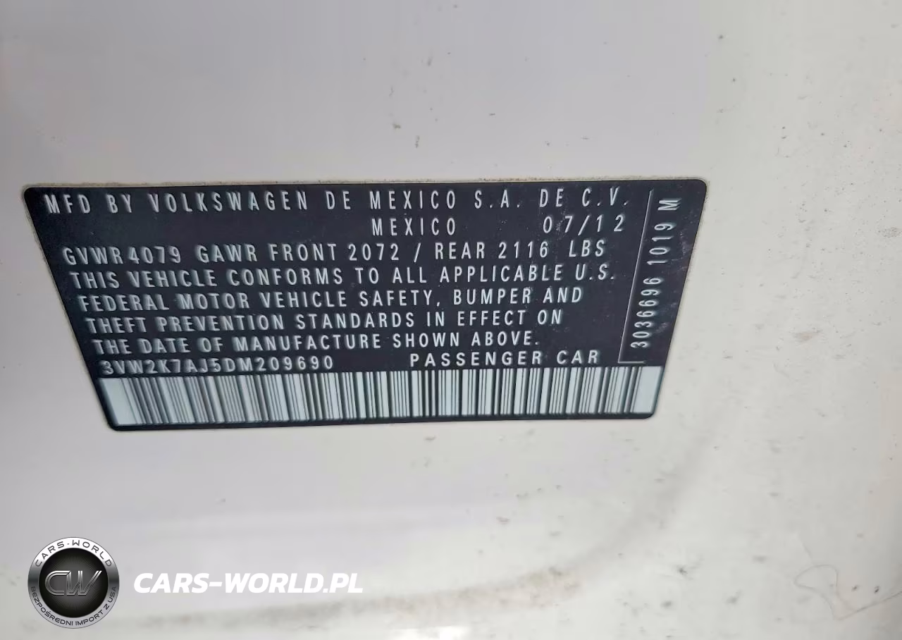 2013 Volkswagen Jetta Base VIN:3VW2K7AJ5DM209690 - 12