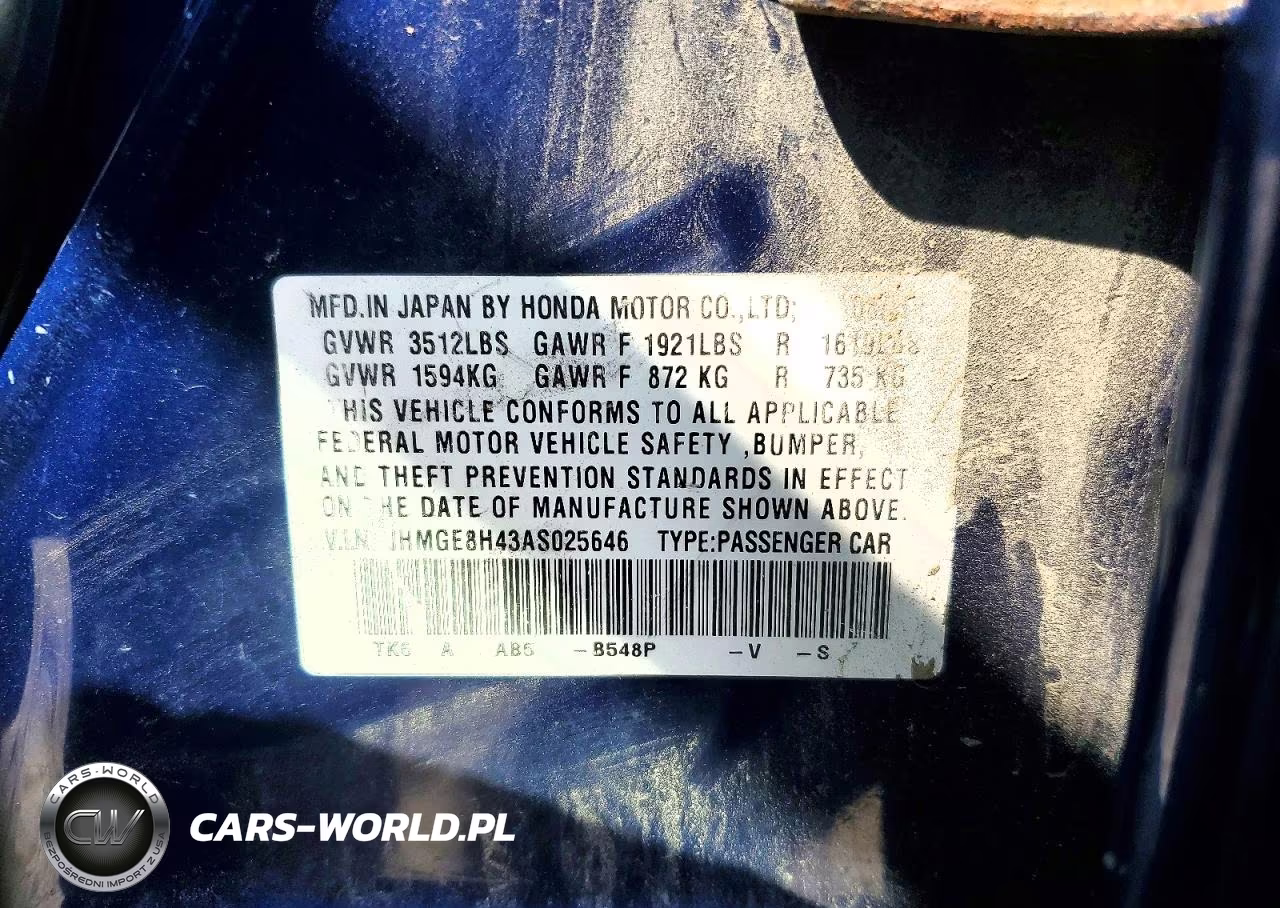 2010 Honda Fit Sport VIN:JHMGE8H43AS025646 - 12