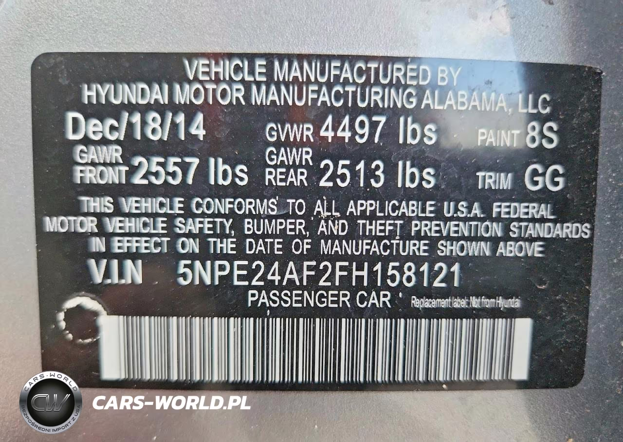 2015 Hyundai Sonata Se VIN:5NPE24AF2FH158121 - 13