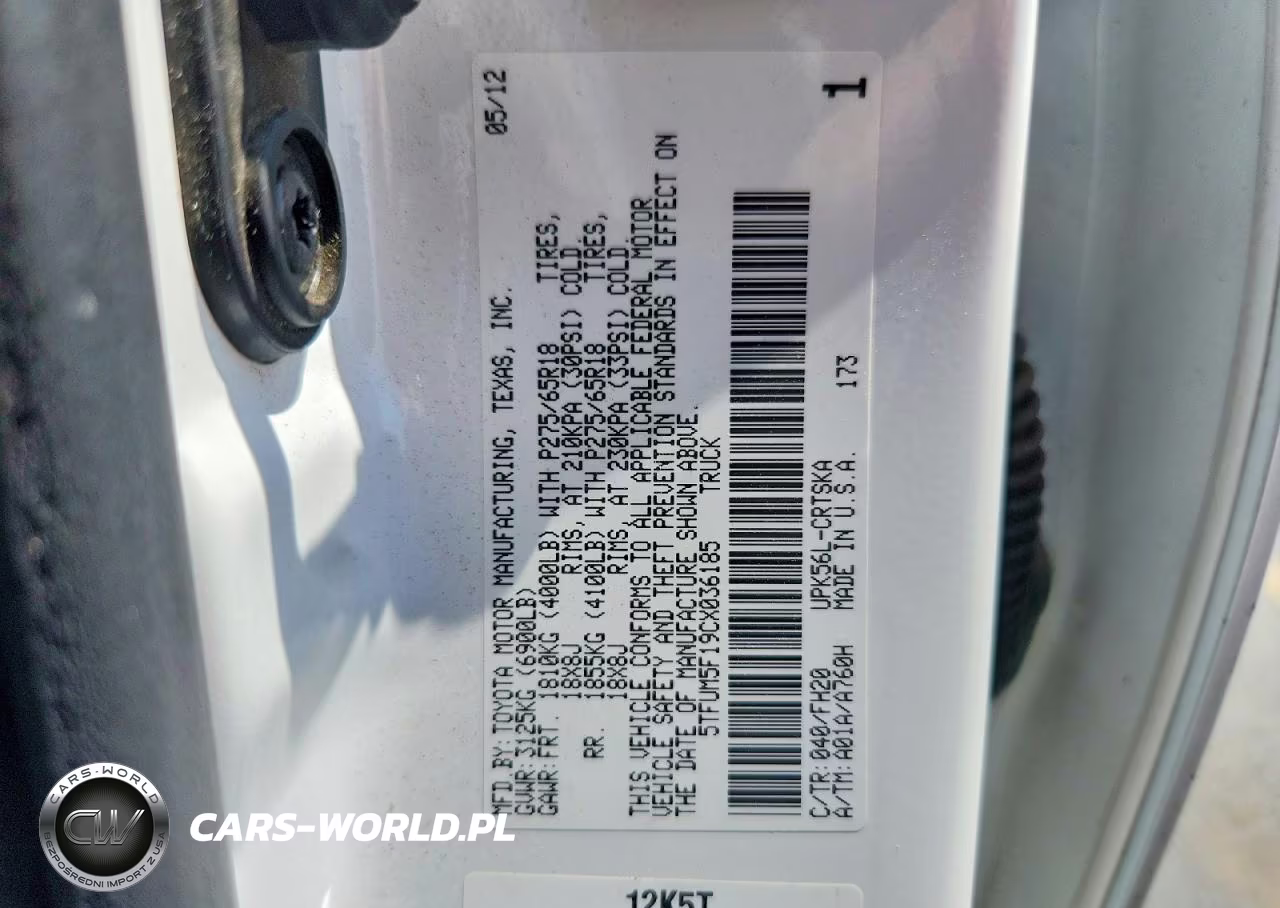 2012 Toyota Tundra Double Cab Sr5 VIN:5TFUM5F19CX036185 - 12