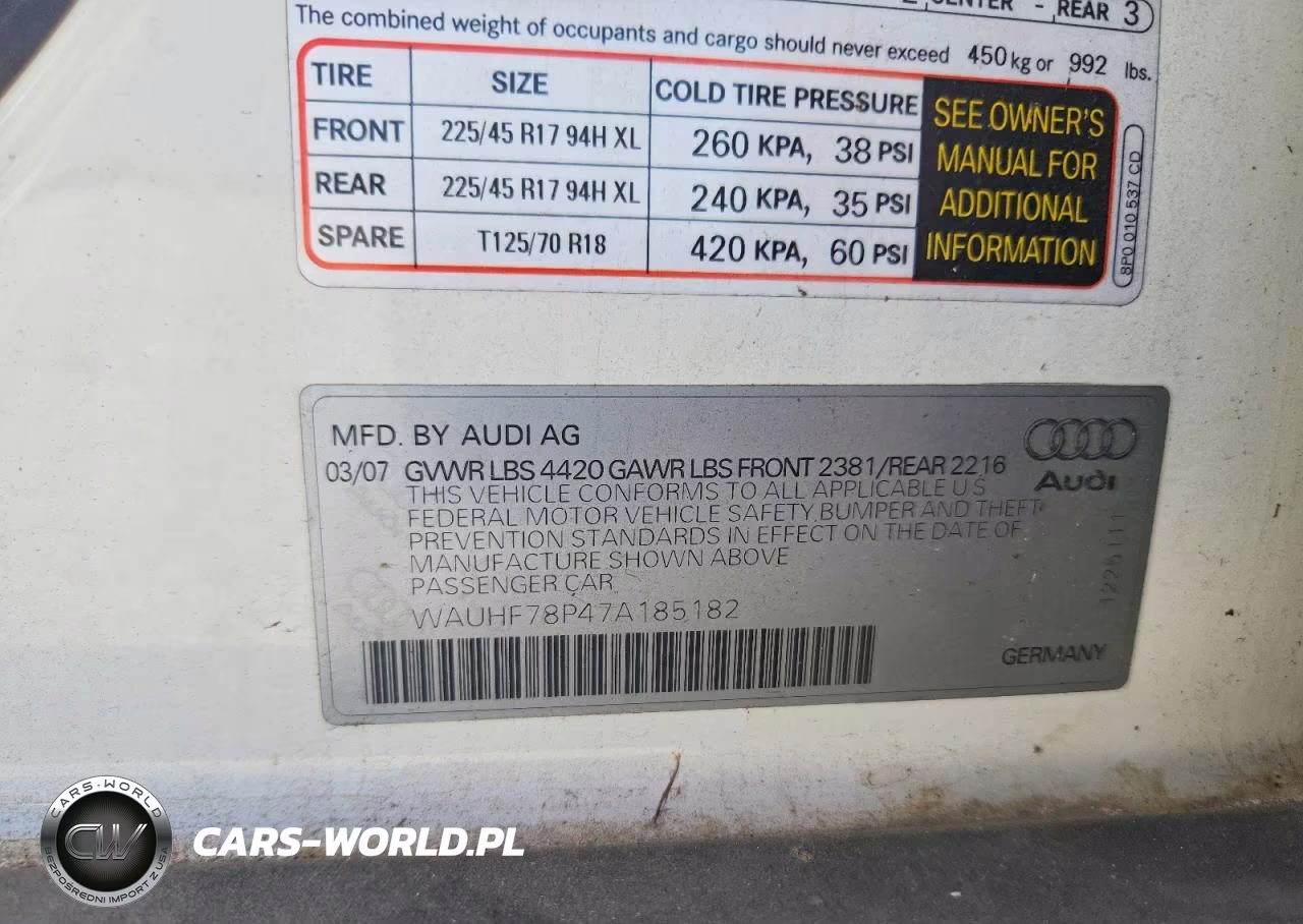 2007 Audi A3 2 VIN:WAUHF78P47A185182 - 12
