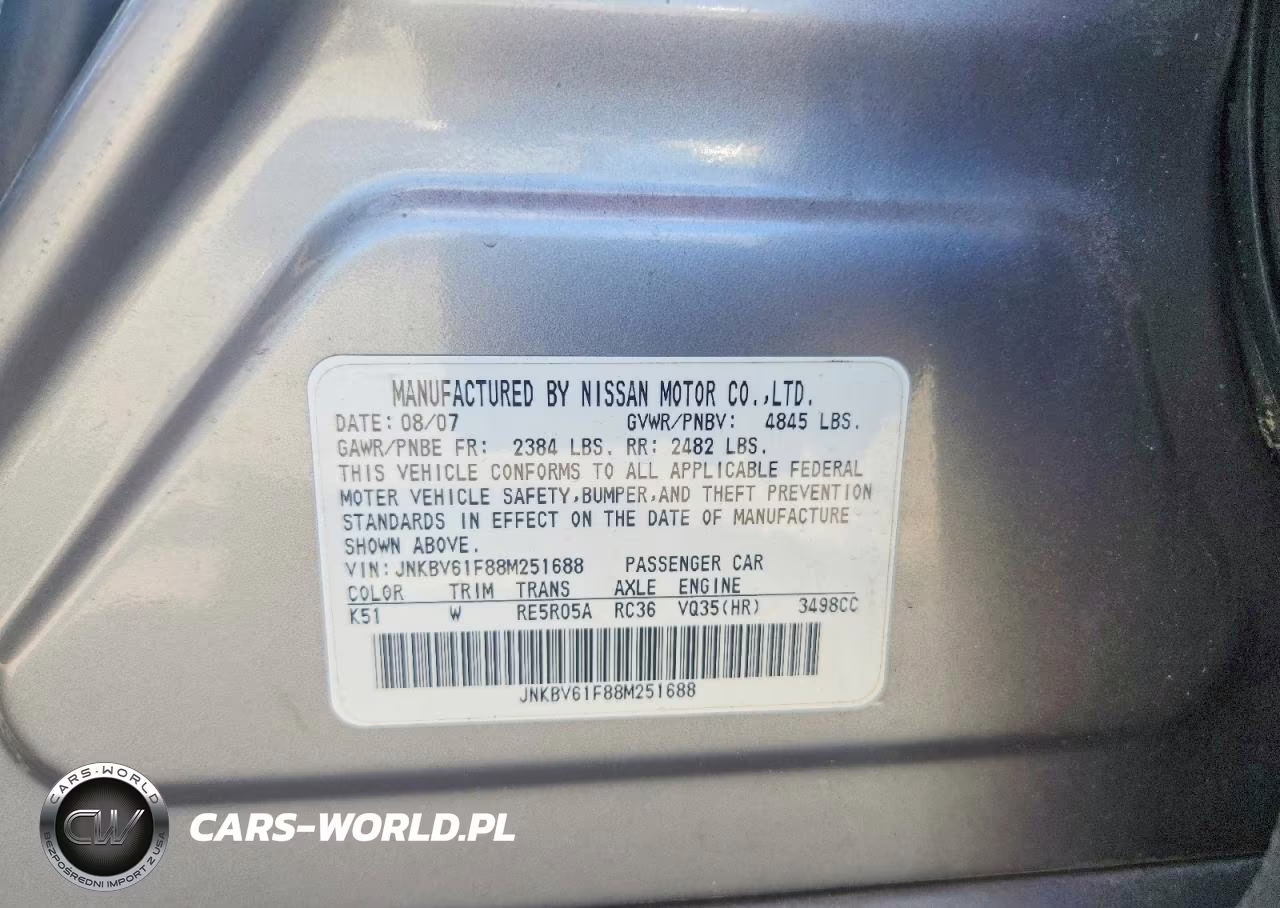 2008 Infiniti G35 X VIN:JNKBV61F88M251688 - 12