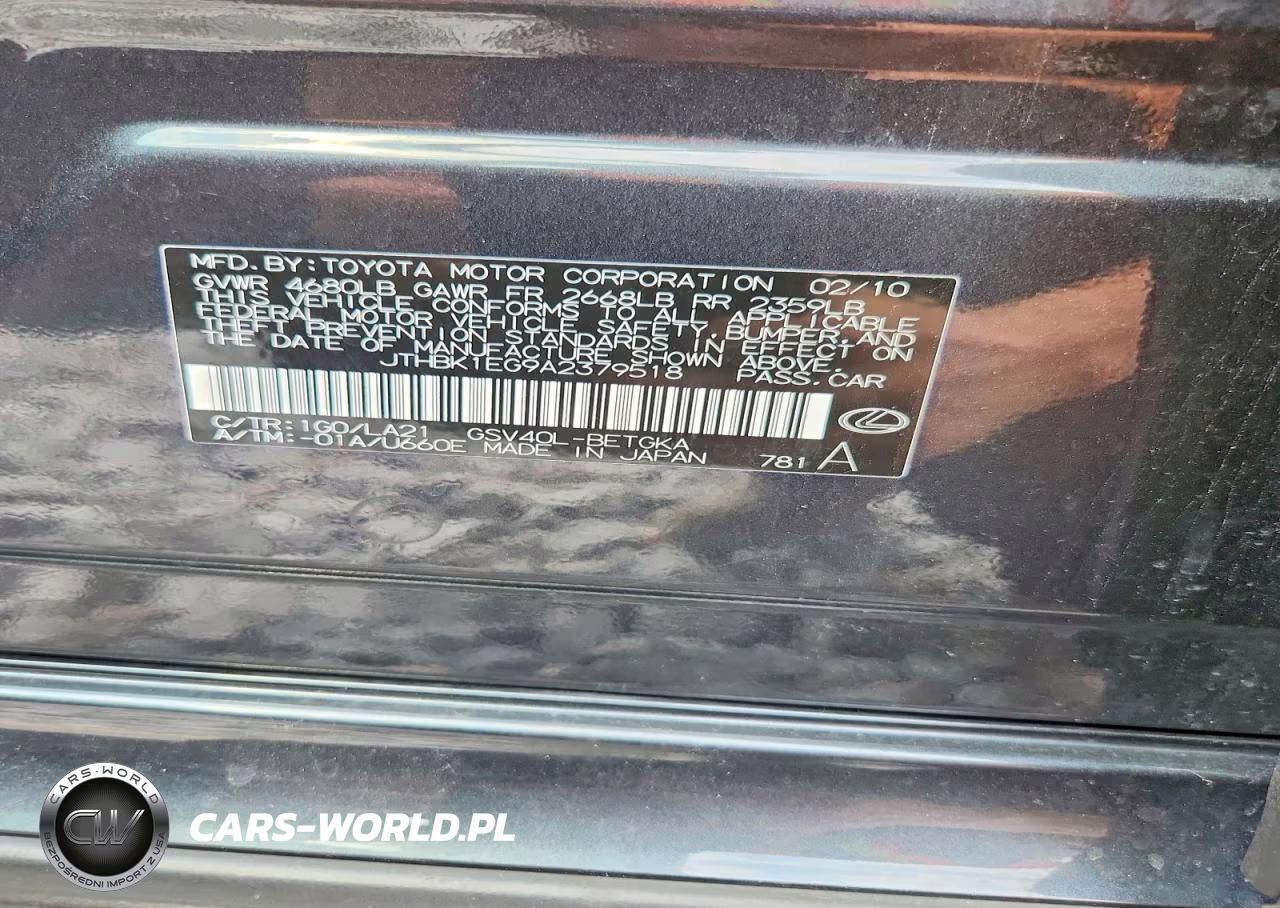 2010 Lexus Es 350 VIN:JTHBK1EG9A2379518 - 12