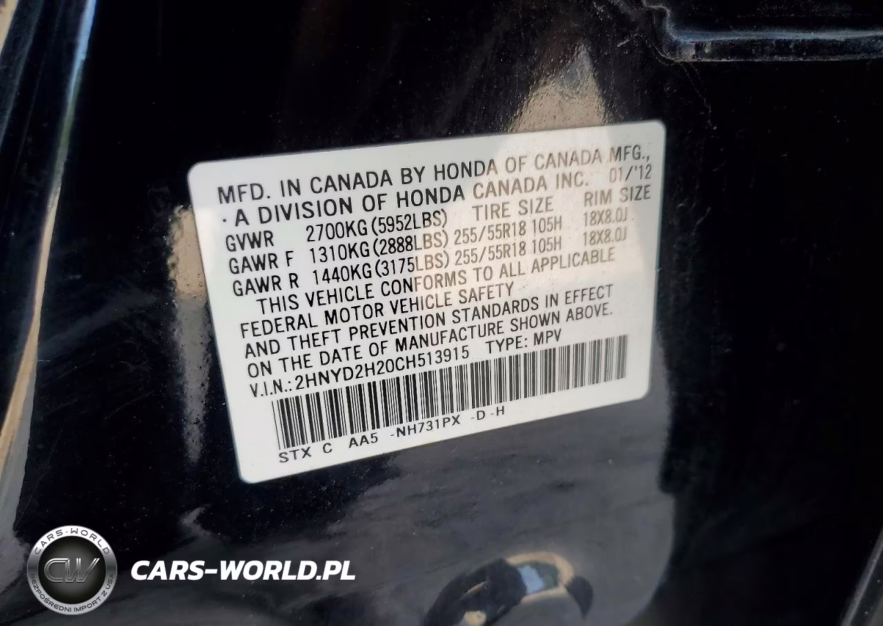 2012 Acura Mdx VIN:2HNYD2H20CH513915 - 13