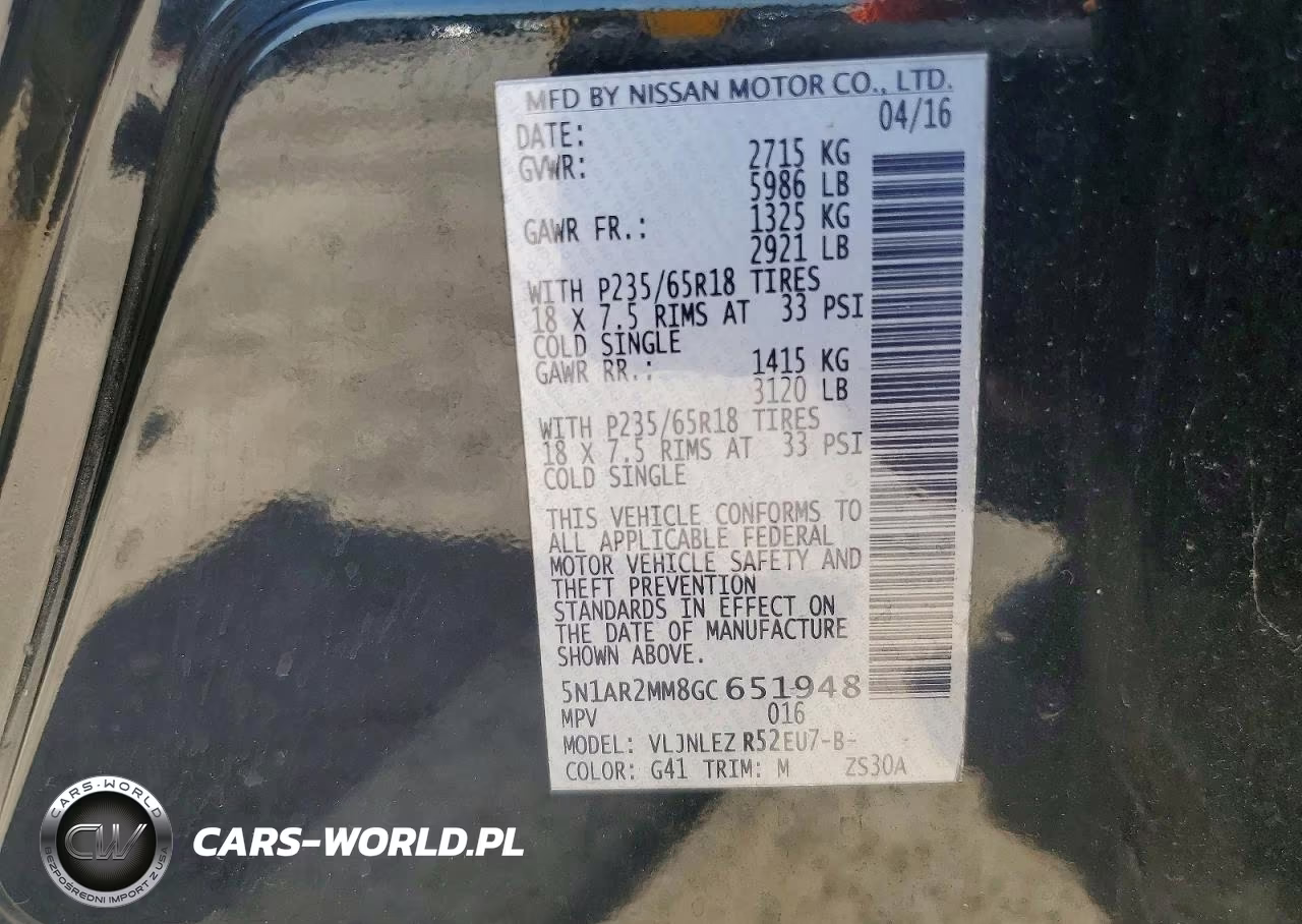 2016 Nissan Pathfinder Sv VIN:5N1AR2MM8GC651948 - 13