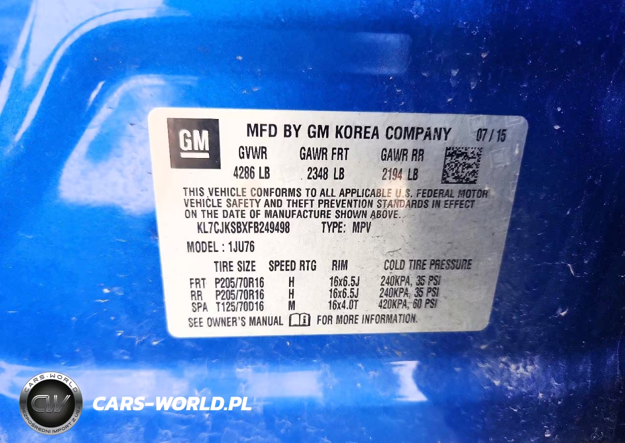 2015 Chevrolet Trax Ls VIN:KL7CJKSBXFB249498 - 12