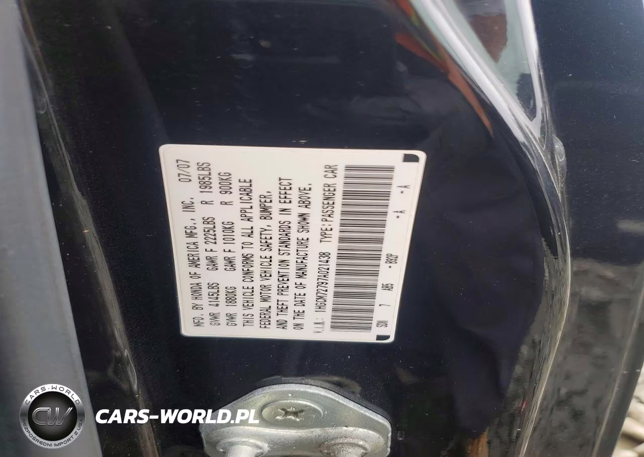 2007 Honda Accord Ex VIN:1HGCM72797A021438 - 13
