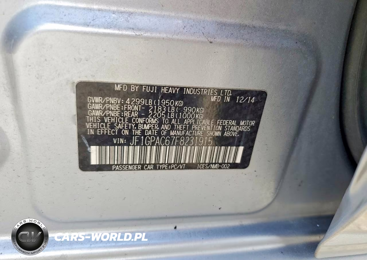 2015 Subaru Impreza Premium VIN:JF1GPAC67F8231915 - 12