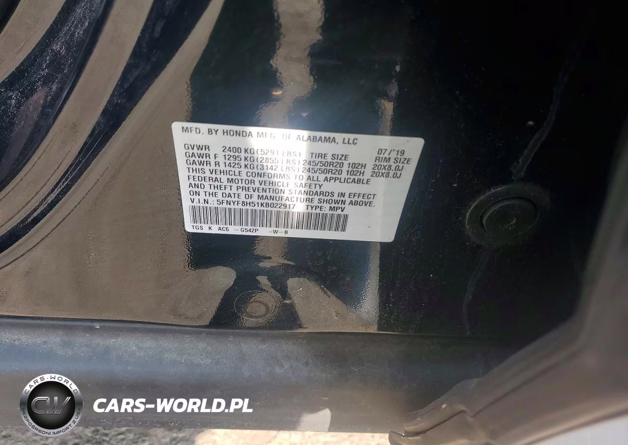 2019 Honda Passport Exl VIN:5FNYF8H51KB022917 - 13