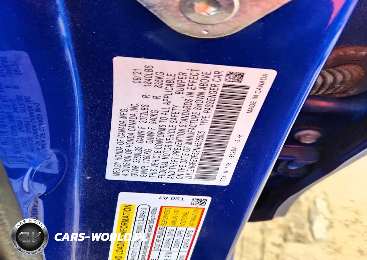 2022 Honda Civic Sport VIN:2HGFE2F59NH535505 - 13