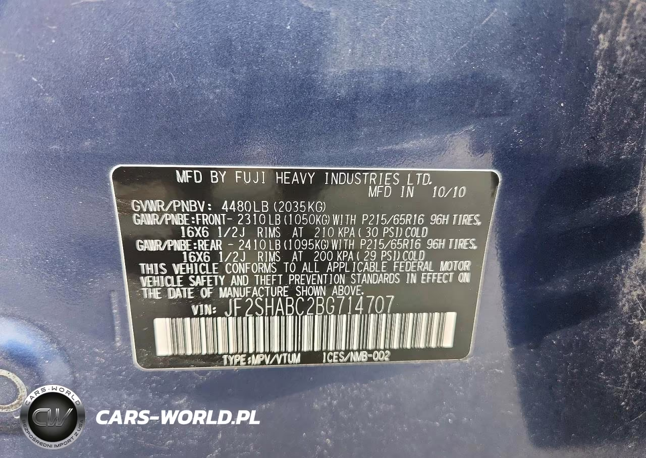 2011 Subaru Forester 2.5X VIN:JF2SHABC2BG714707 - 12