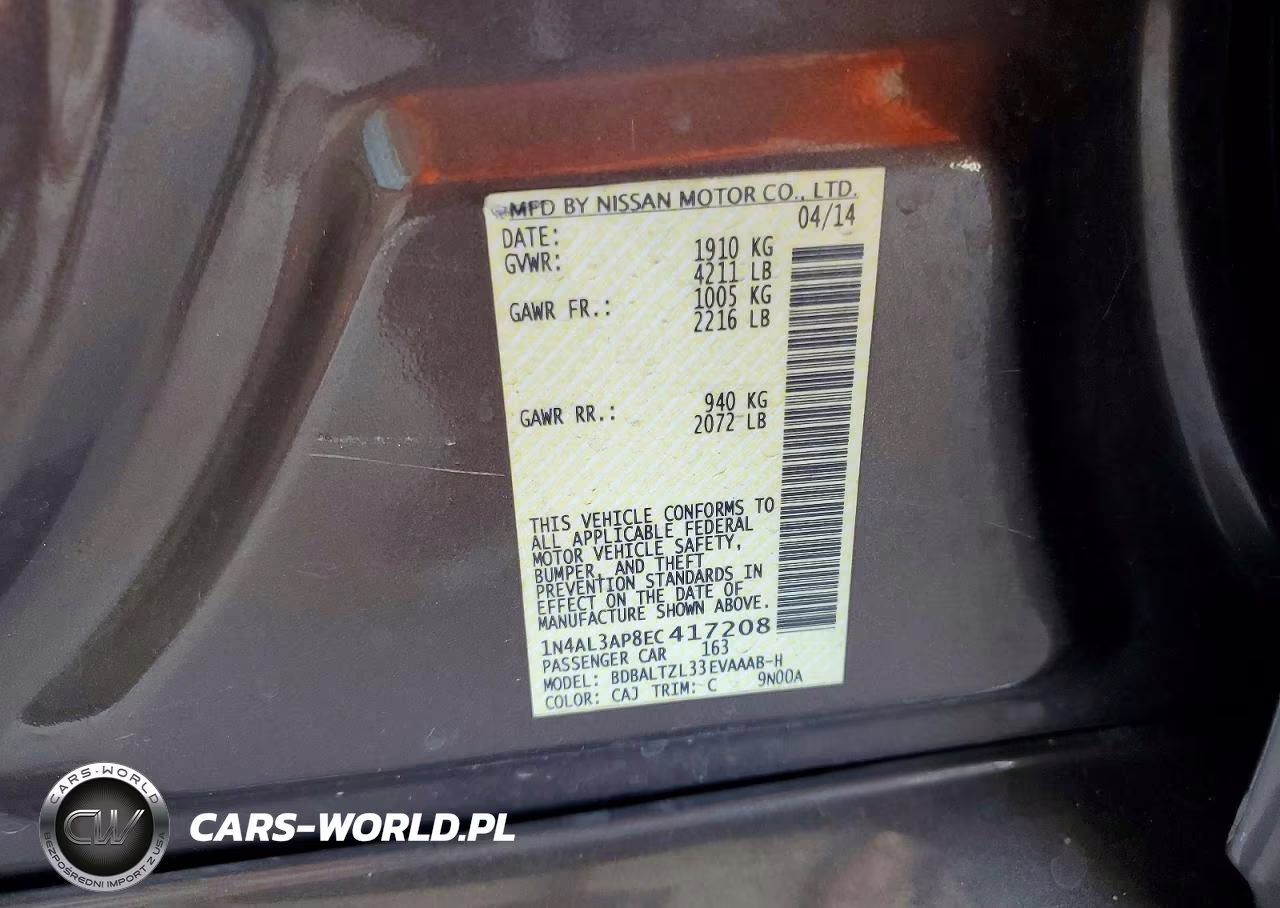 2014 Nissan Altima 2.5 Sv VIN:1N4AL3AP8EC417208 - 12