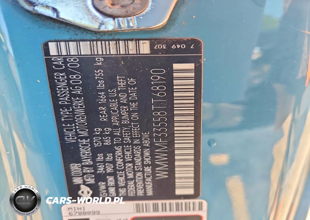 2008 Mini Cooper VIN:WMWMF33558TT68190 - 13