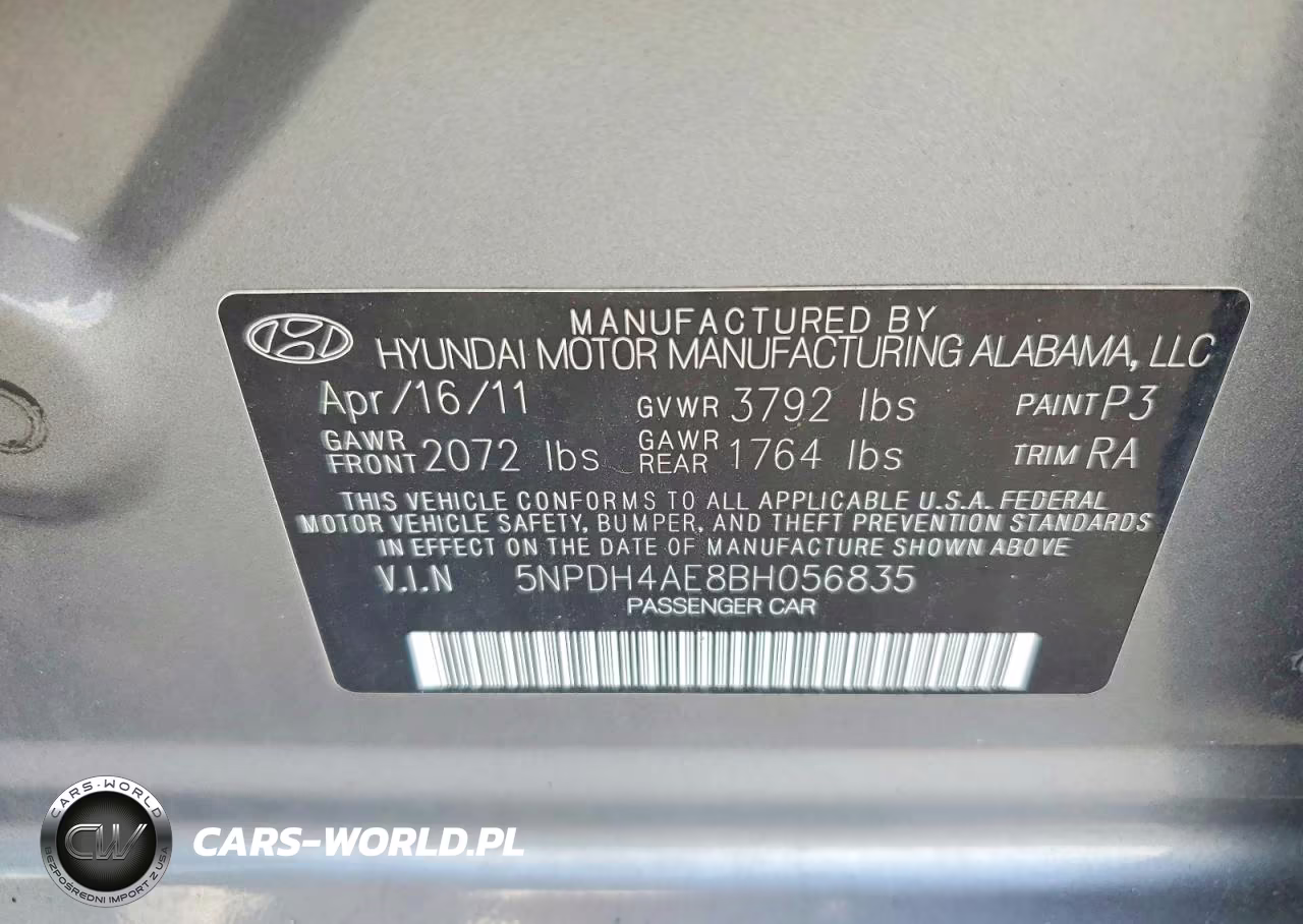 2011 Hyundai Elantra Limited VIN:5NPDH4AE8BH056835 - 12