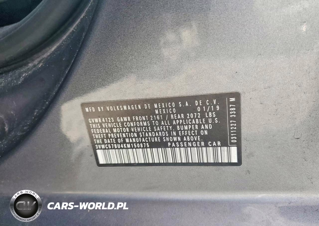 2019 Volkswagen Jetta S VIN:3VWC57BU4KM150875 - 12