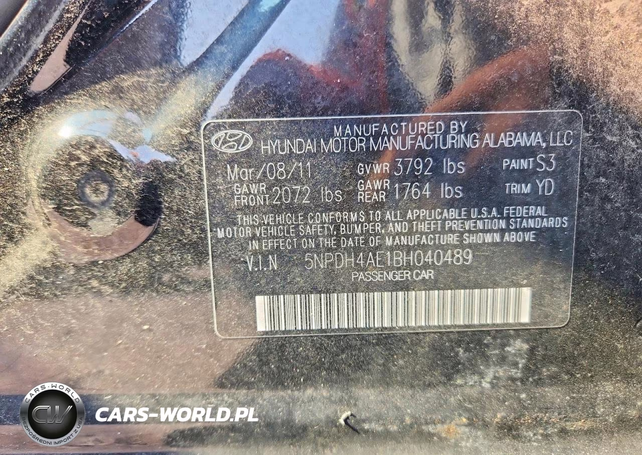 2011 Hyundai Elantra Gls VIN:5NPDH4AE1BH040489 - 12