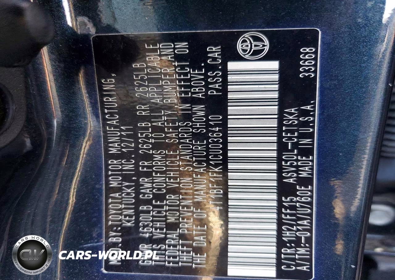 2012 Toyota Camry Se VIN:4T1BF1FK1CU036410 - 12